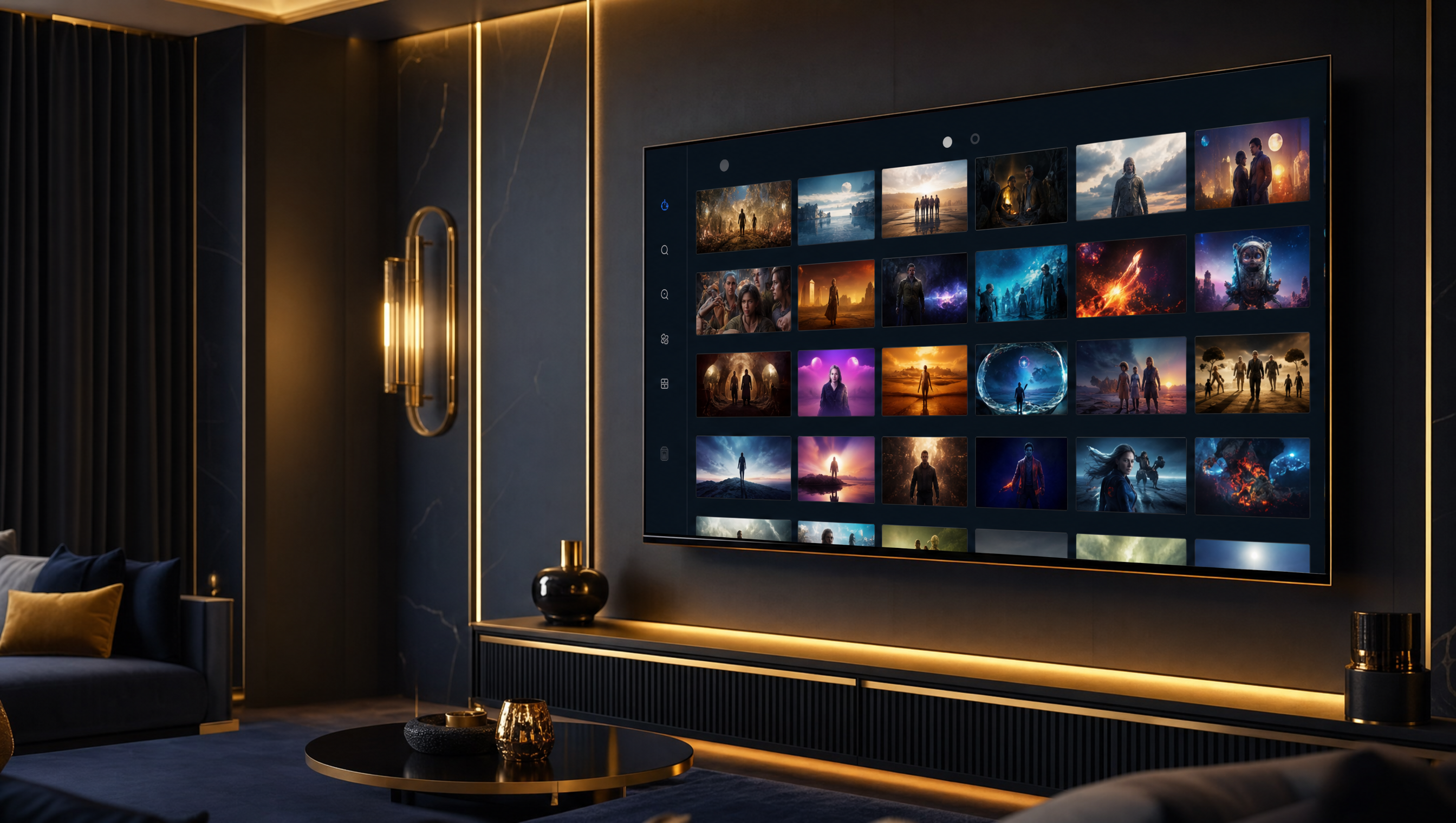 Samsung Smart TV mit Tizen-Benutzeroberfläche und installierter IPTV-App von Strong 8K in 4K